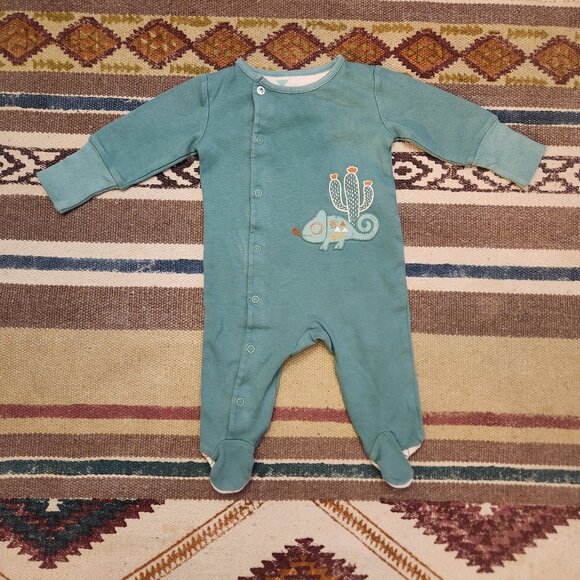 Teal chameleon Mac & Moon footie pajamas - Picture 1 of 4